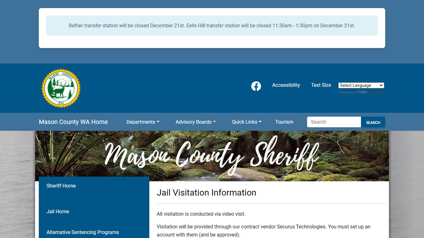 Mason County Jail Visitation Information